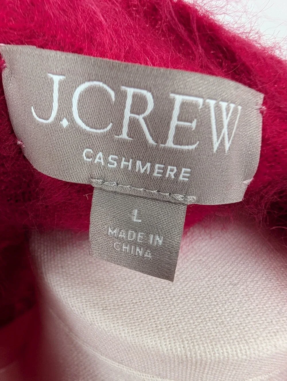 J.Crew Brushed Cashmere Short Sleeve V-Neck Cardigan | L | Crimson Rouge Pink